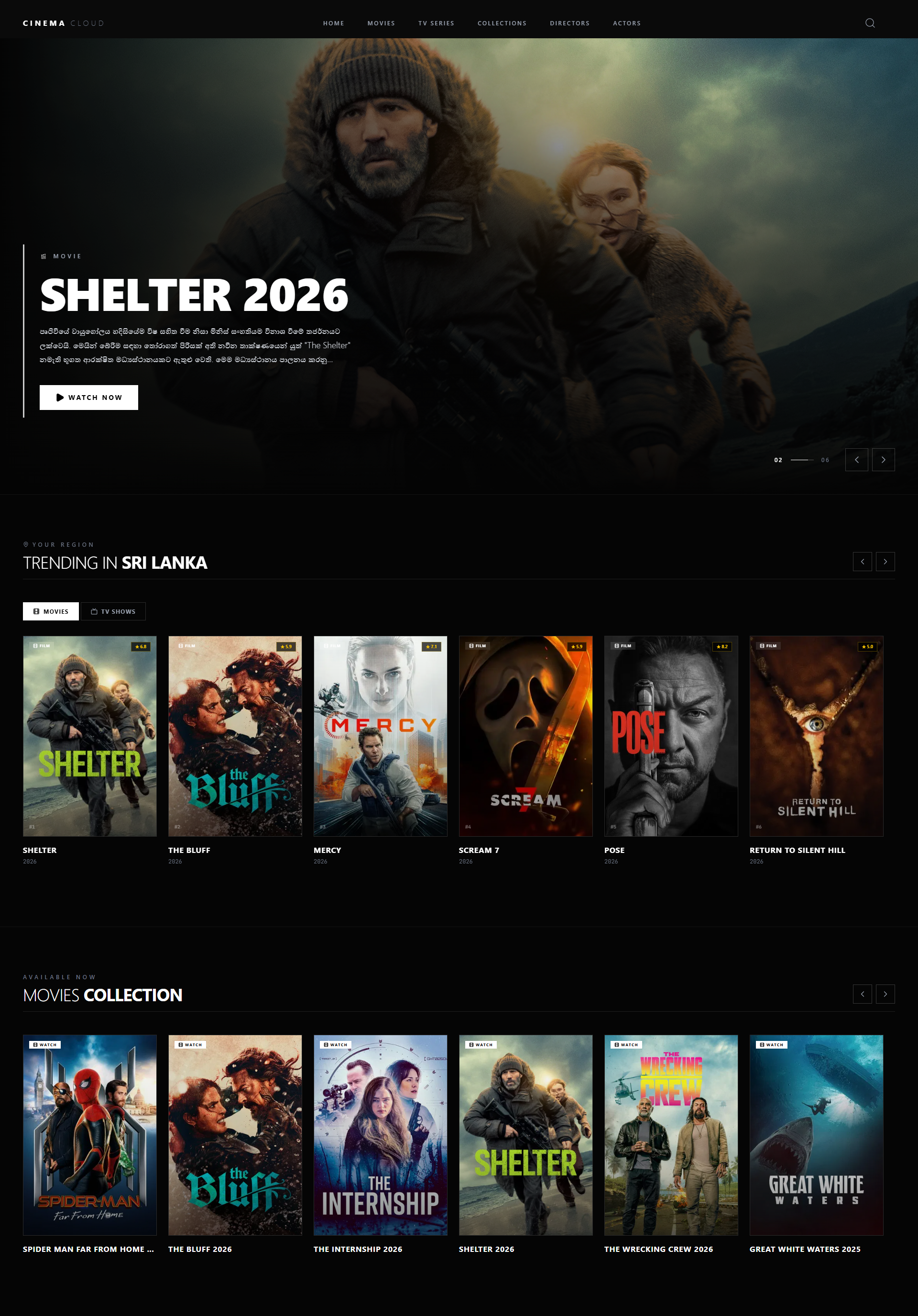 CinemaCloud — Next.js film and TV streaming web app by Dinura Damsara, Sri Lanka